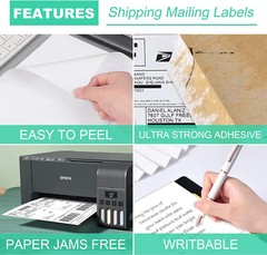 50-1000 Premium 8.5″ X 5.5″ Half Sheet Shipping Labels Self Adhesive 2 Per Sheet