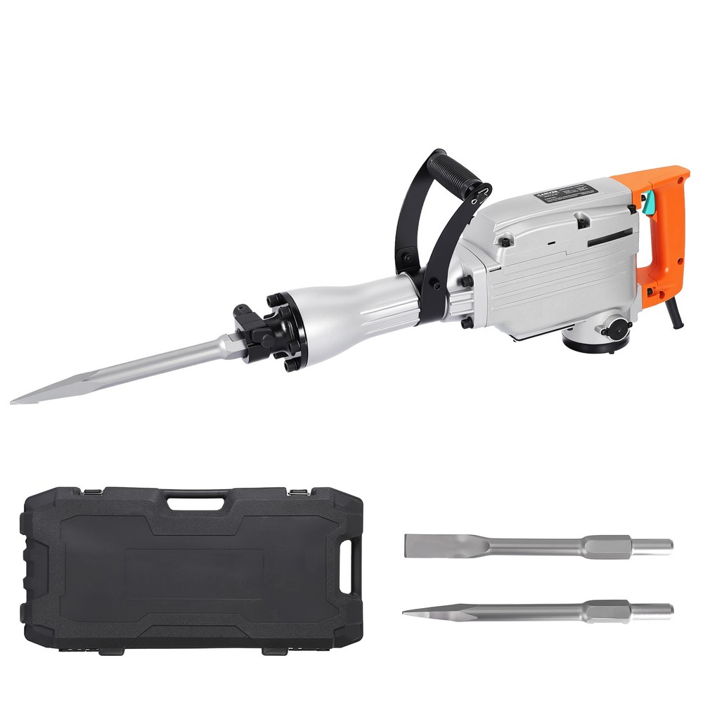 1500W/1700W Electric Demolition Jack Hammer 60J Concrete Breaker with Chisels