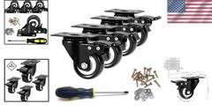 Durable 2 Inch Heavy Duty Caster Wheels – Locking and Easy to Install, Set of 4