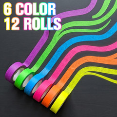 12 Pack Neon Gaffer Cloth Tape, 0.6 Inch X 16.5 Feet UV Fluorescent Glow Blackli