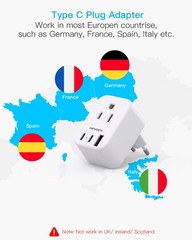European Travel Plug Adapter for International, Italy Spain Power Adapter 2 O…