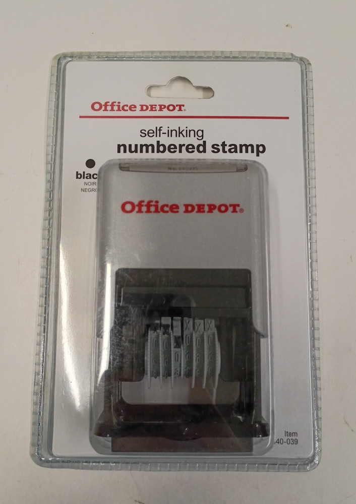 Office Depot Self Inking Numbered Stamp BLACK 840-039