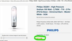 (2) Philips 302281 High Pressure Sodium 100 Watt – 2,700K – T10 – 2 Pin [A7S2]