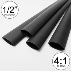 (4 FT) 1/2″ Black Heat Shrink Tube 4:1 Dual Wall Adhesive 0.5″ inch/glue/to 12mm