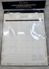 2026 Bamboo Hanger Calendar RAE DUNN 12 Months Brown Flowers Design LARGE