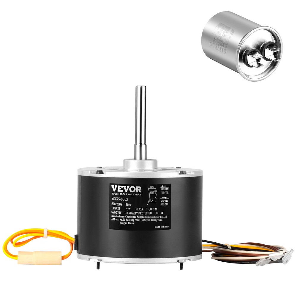 VEVOR Condenser Fan Motor 1/10HP 1100RPM 208-230V 5KCP39BGS069S 5KCP39BGY915S