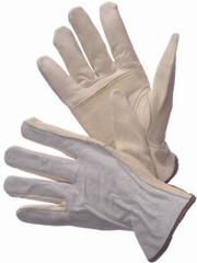 DRIVER GLOVES, STRAIGHT THUMB, COW GRAIN WITH SPLIT LEATHER BACK – Large