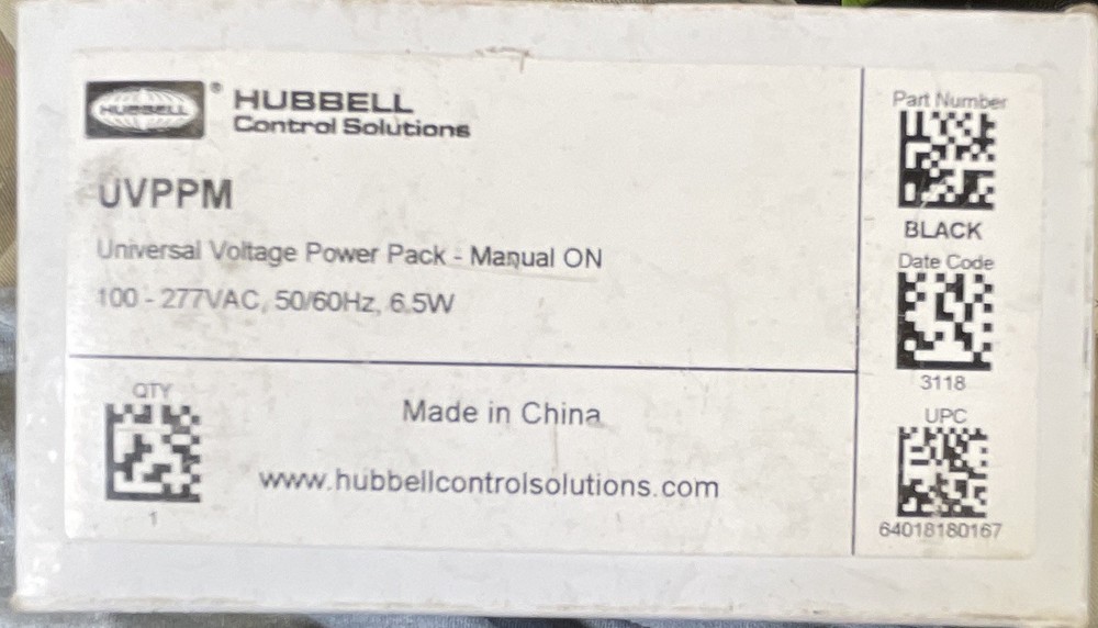 Hubbell Control Solutions UVPPM Universal Input Power Pack 100-277VAC 6.5W Black