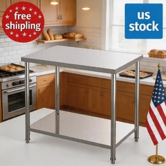 Takywep Heavy Duty 2-Tier Stainless Steel Commercial Prep Table 36″x 24″x 35″