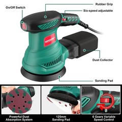 5-Inch Random Orbital Sander, HYCHIKA 13000RPM Electric Orbital Sander with 6…