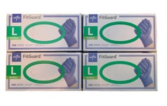 Medline Fitguard Nitrile Exam Gloves; Pack Of 4 Boxes Size Large (1000 Gloves)