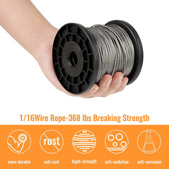 328FT 1/16 Wire Rope Stainless Steel Aircraft Cable with 120pcs Aluminum Sleeves