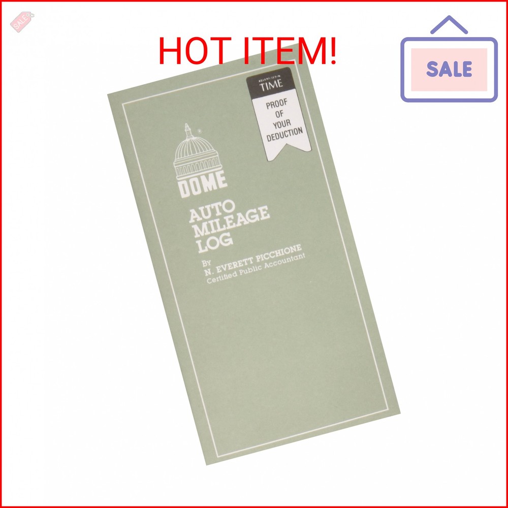 Dome(R) Auto Mileage Log, Card Stock Cover, 3 1/4in. x 6 1/4in., Gray