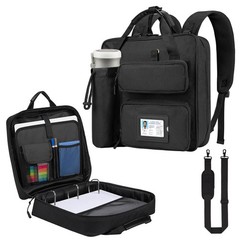 Zipper Binder 3 Ring 3-inch with Shoulder Strap & Backpack Straps, Black 700 …