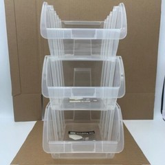 12- Store House Large Clear Stacking Bins 12-3/4″ L x 8-1/4″W x 6″H Storage Tool