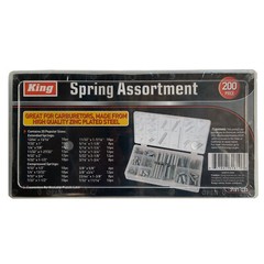 200pc Spring Assortment Set Zinc Plated Steel Compression & Extension Carburetor