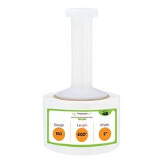 Cast Hand Stretch Wrap Clear 2″ x 600′ 150 Gauge Bundling Shrink Film 48 Rolls