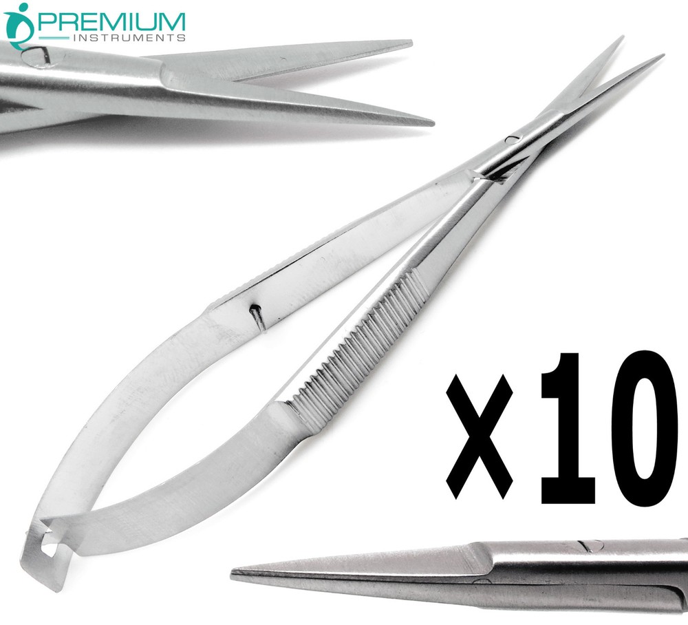 10 Pcs Micro Straight Eye Scissor Sharp/Sharp 4″ Castroviejo Ophthalmic Tools