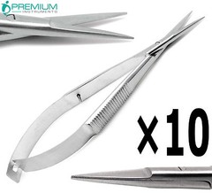 10 Pcs Micro Straight Eye Scissor Sharp/Sharp 4″ Castroviejo Ophthalmic Tools
