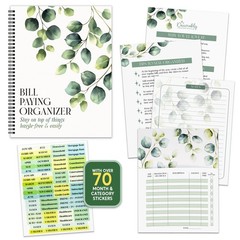 Decorably 14 Pages 9x12in Eucalyptus Monthly Bill 9×12 inches, Green