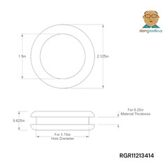 Rubber Grommet Fits 1 3/4″ Has 1 1/2″ Center Hole, either 1/4″ or 1/8″ thickness