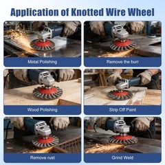 8 Pack 4″ Twist Knotted Wire Wheel Brushes for Angle Grinder, Heavy-Duty Rust Re