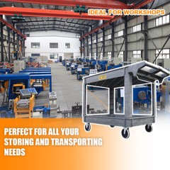 2-Shelf Utility Polypropylene Cart 500 lb Heavy Duty Rolling Plastic 16*30″ Cart