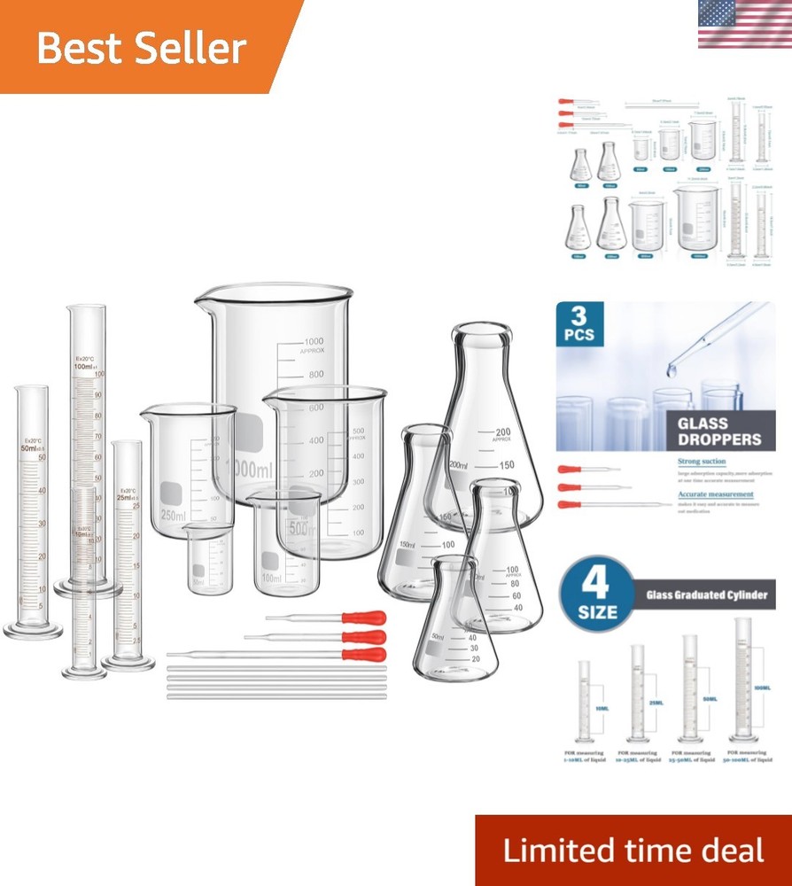 50/100/250/500/1000ml Lab Glassware Include Graduated Cylinder, Glass Beaker …