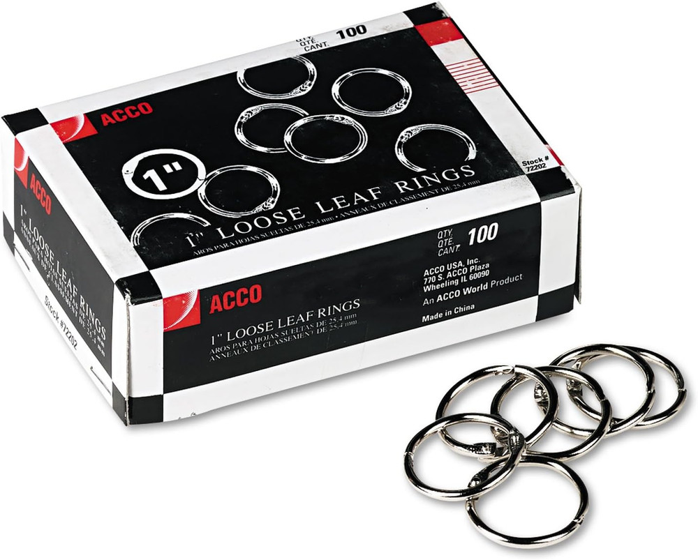 Acco Brands, Inc. Ring Binder, Loose-Leaf, 1″, 100/BX, Silver