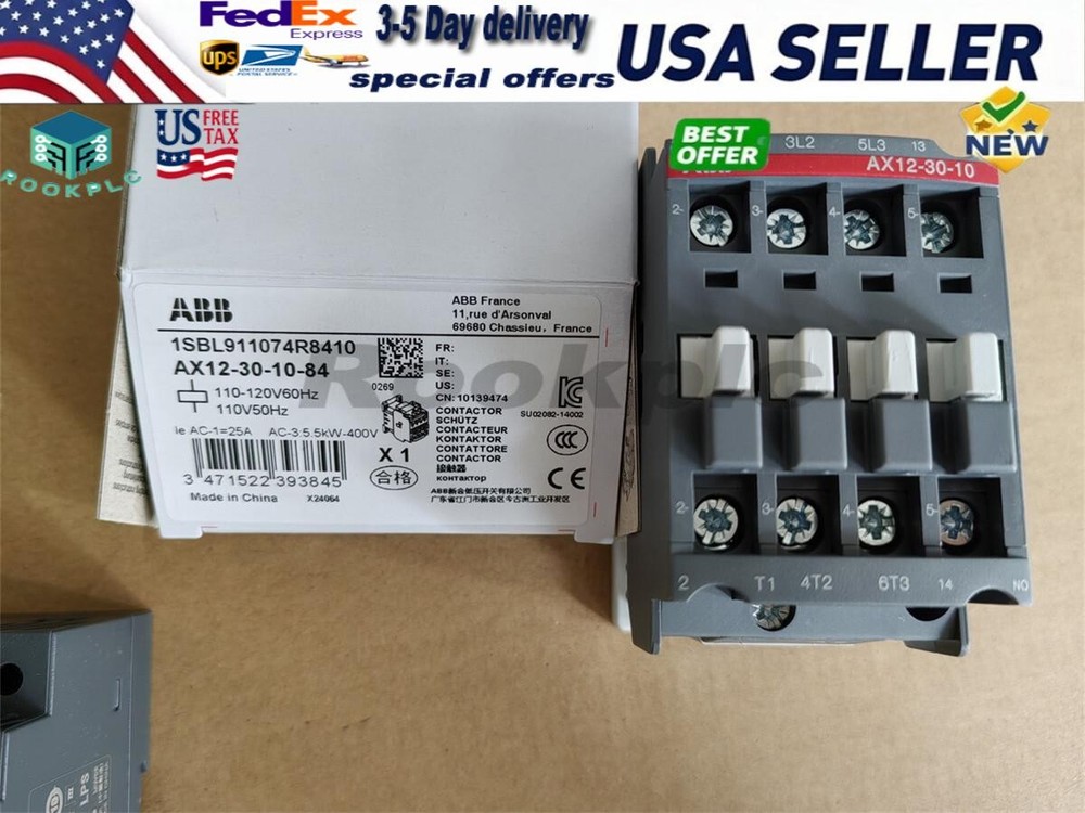 NEW ABB Contactor AX12-30-10-84 AC 110V 50/60Hz AX12-30-10 US Free TAX