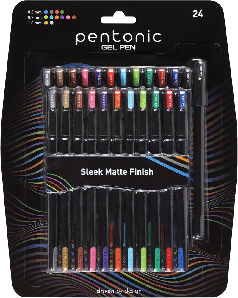 Pentonic Gel Pens, 24 Count, Assorted 24 Multicolor & Glitter