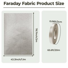 78.7×43.3in Faraday Fabric – Military Grade Electromagnetic Shielding Cloth for