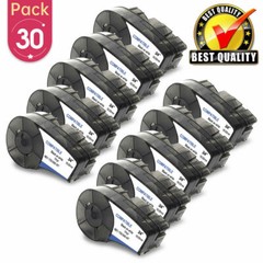 30PK For Brady BMP21 Label Cartridge M21-750-595-WT Black/White Vinyl 3/4″ x21′