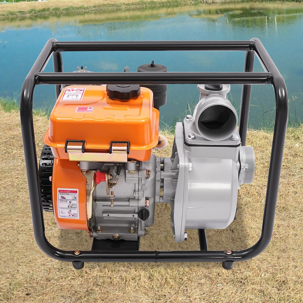196CC Water Pump W/pipe,4l/1.06gal Diesel Powered 3600rpm Water Transfer Pump