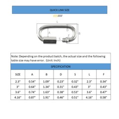 4PCS M8 5/16 Inch Quick Link Chain Connector Stainless Steel 316 Quick Links