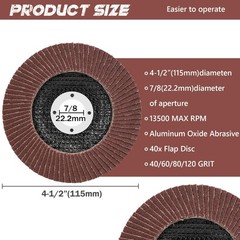 4.5 Inch Flap Discs 40 PCS – Assorted Grit 40 60 80 120 Aluminum Oxide…