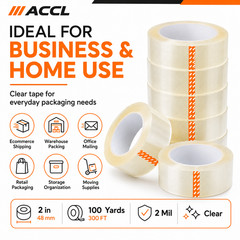 ACCL Heavy Duty Packaging Tape – 2 mil 2″ x 100 Yards, 6 Rolls w/ FREE Shipping