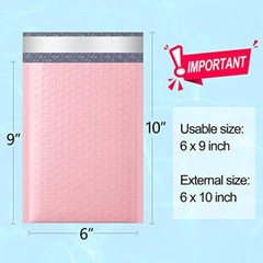 Bubble Mailers 6×10 Inch 25pc Light Pink Shipping Bags, 6×10 Inches Light pink