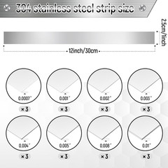 Blulu 24 Pcs 304 Stainless Steel Strips Metal Shim Stock Assortment 1″ Width X 1