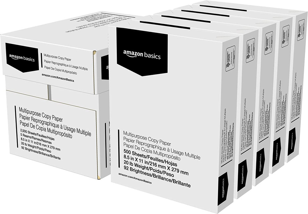 Multipurpose Copy Printer Paper, Letter 20 Lb, 8.5 X 11″, 5 Reams (2,500 Sheets)