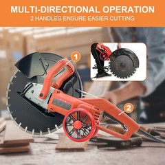 3200W Electric Power Disc Cutter Circular Demo Saw For Wet/Dry Concrete Guide Ro