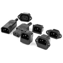 AC 10A/250V IEC Male-Female Mains Power Plug/Sock Adapter, 3-Pin, PCB Ready