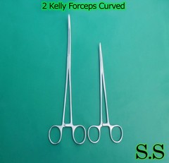 2 Pieces Kelly Hemostat Forceps Curved 8″ & 10″ Surgical Instruments