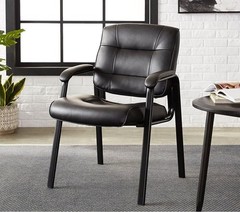 Sleek Faux Leather Office Chair with Solid Back & Armrests – Perfect for Guests
