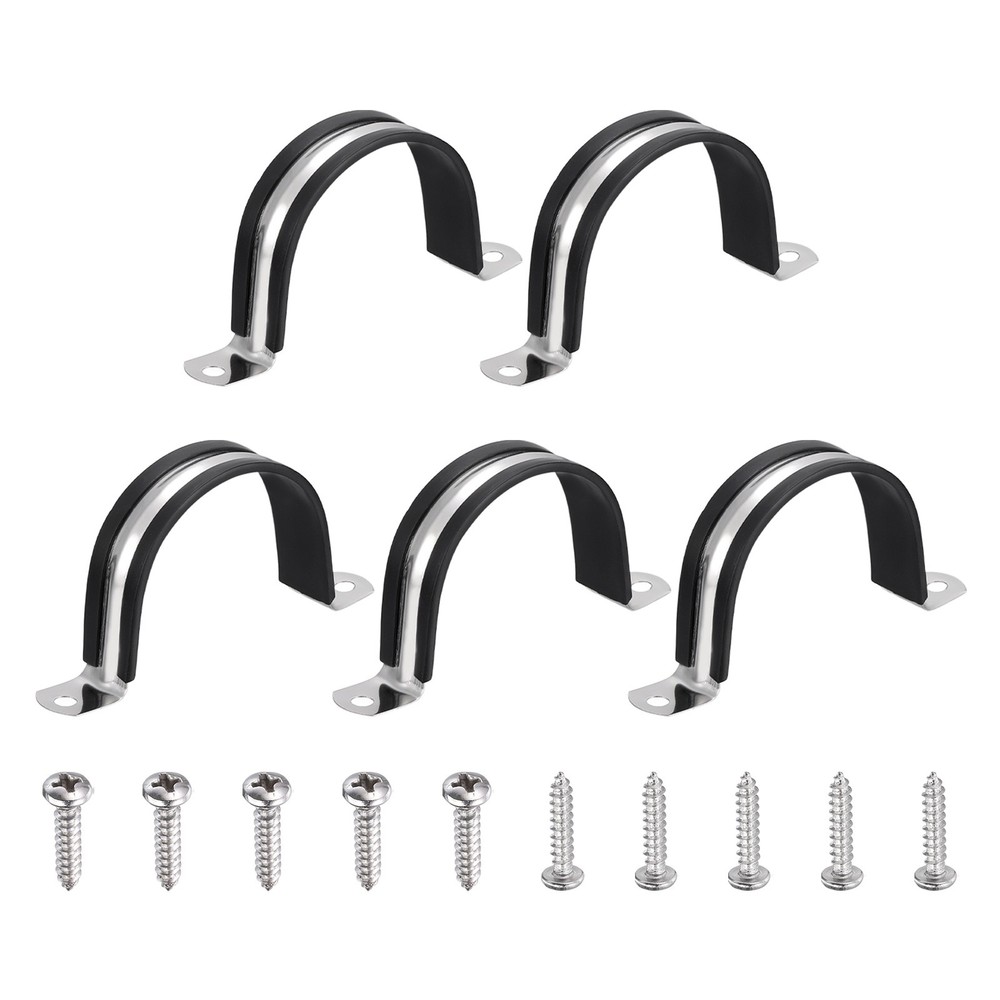 5pcs 57mm (2-1/4″) cable clamp with rubber coating, for black pipes