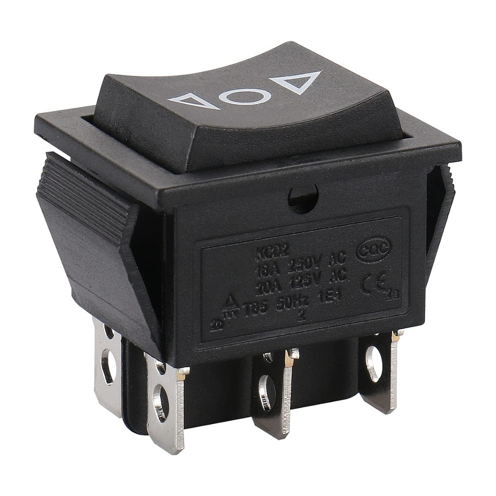 BAOMAIN DPDT Momentary Rocker Switch (ON)-Off-(ON),6-Pin 3 Position Black