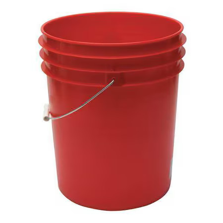 5 Gal Open Head Pail, 12-3/8 In Dia, 14-3/4 In H, Red, Hdpe, Rop2150r-M