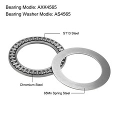 2PACK AXK4565 Thrust Needle Roller Bearings with AS4565 Washers 45x65x3mm