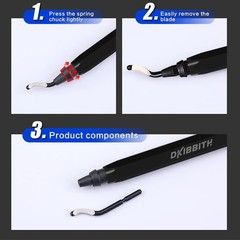 Deburring Tool Set 11PCS HSS Rotary Blades with Black Handle for Metal PVC Resin