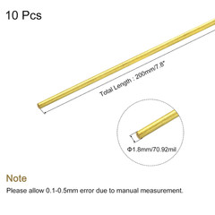 Brass Rod,Brass Solid round Rod 1.8Mm/0.07Inch Diameter 200Mm Length Lathe Bar S
